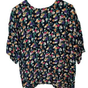 Vintage Lee David Collection size large oversized boxie floral top